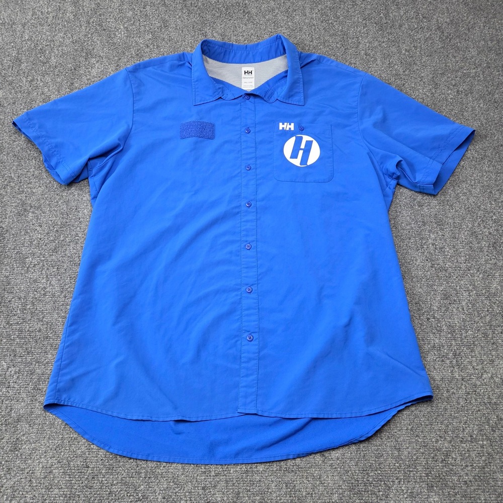 Helly Hansen Button Down Shirt Mens 2XL Blue Heavenly Lake Tahoe Outdoor Hiking